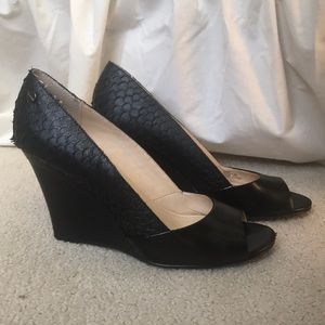Calvin Klein Black Peep-toe Wedges